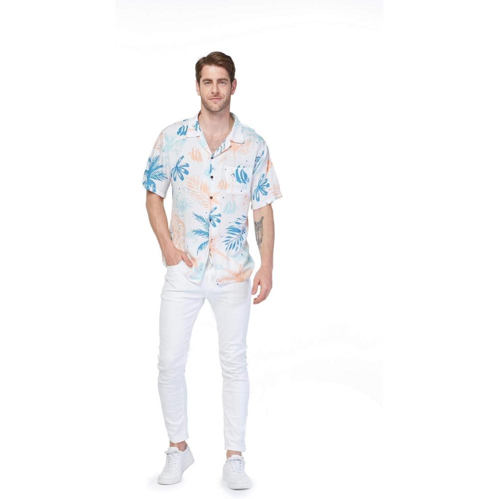 imageHawaii Hangover Mens Hawaiian Shirt Aloha Shirt Floral Edge in Assorted ColorsSandy Beach Cream