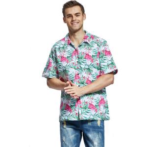 imageHawaii Hangover Mens Hawaiian Shirt Aloha Shirt Floral Edge in Assorted ColorsFlamingo in Love White