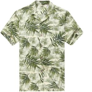 imageHawaii Hangover Mens Hawaiian Shirt Aloha Shirt Floral Edge in Assorted ColorsLeaves in White Green