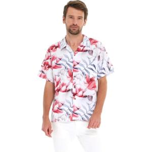 imageHawaii Hangover Mens Hawaiian Shirt Aloha Shirt Floral Edge in Assorted ColorsMisty Lotus White