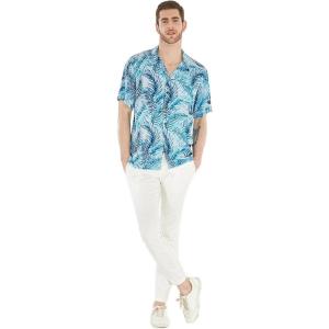 imageHawaii Hangover Mens Hawaiian Shirt Aloha Shirt Floral Edge in Assorted ColorsSimply Blue Leaves