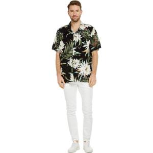 imageHawaii Hangover Mens Hawaiian Shirt Aloha Shirt Floral Edge in Assorted ColorsWispy Cereus Black
