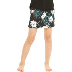 imageGirls Hawaiian Athletic Sportswear Skorts with Builtin Tights in Floral PatternsWispy Cereus Black