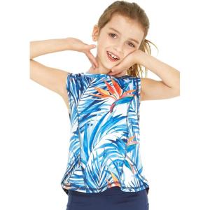 imageGirls Hawaiian Athletic Sportswear Tank Top in Floral PatternsFirebird Blue White