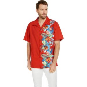 imageHawaii Hangover Mens Hawaiian Aloha Premium Cotton Shirt Orchid Paradise in NavyOrchid Paradise in Red