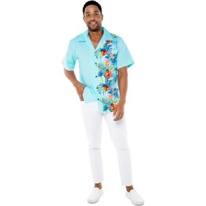 imageHawaii Hangover Mens Hawaiian Aloha Premium Cotton Shirt Orchid Paradise in NavyOrchid Paradise in Turquoise