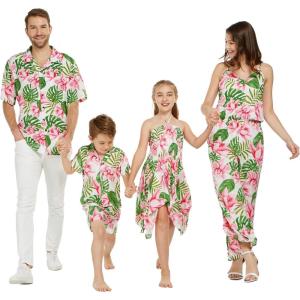 imageMatchable Family Hawaiian Luau Men Women Girl Boy Clothes in Lotus and OrchidBoy Short Sleeve