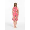 imageGirl Hawaiian Round Neck with Ruffle Dress in Day Dream BloomPretty Tropical Hot Pink