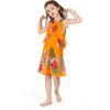 imageGirl Hawaiian Round Neck with Ruffle Dress in Day Dream BloomPretty Tropical Orange
