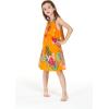 imageGirl Hawaiian Round Neck with Ruffle Dress in Day Dream BloomPretty Tropical Orange