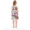 imageGirl Hawaiian Round Neck with Ruffle Dress in Pink Hibiscus VineGarden at Dawn
