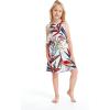 imageGirl Hawaiian Round Neck with Ruffle Dress in Pink Hibiscus VineGarden at Dawn