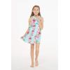 imageGirl Hawaiian Round Neck with Ruffle Dress in Pink Hibiscus VinePink Turquoise Hibiscus Vine