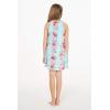 imageGirl Hawaiian Round Neck with Ruffle Dress in Pink Hibiscus VinePink Turquoise Hibiscus Vine