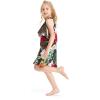 imageGirl Hawaiian Round Neck with Ruffle Dress in Pink Hibiscus VineTropical Twilight
