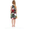 imageGirl Hawaiian Round Neck with Ruffle Dress in Pink Hibiscus VineTropical Twilight
