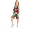 imageGirl Hawaiian Round Neck with Ruffle Dress in Pink Hibiscus VineTropical Twilight