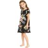 imageGirl Hawaiian Short Sleeve Simple Muumuu Ruffle Dress in Hibiscus BlueHibiscus Black
