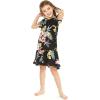 imageGirl Hawaiian Short Sleeve Simple Muumuu Ruffle Dress in Hibiscus BlueHibiscus Black