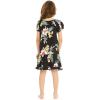 imageGirl Hawaiian Short Sleeve Simple Muumuu Ruffle Dress in Hibiscus BlueHibiscus Black