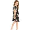 imageGirl Hawaiian Short Sleeve Simple Muumuu Ruffle Dress in Hibiscus BlueHibiscus Black
