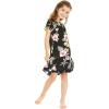 imageGirl Hawaiian Short Sleeve Simple Muumuu Ruffle Dress in Hibiscus BlueHibiscus Black