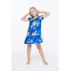 imageGirl Hawaiian Short Sleeve Simple Muumuu Ruffle Dress in Hibiscus BlueHibiscus Blue