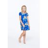 imageGirl Hawaiian Short Sleeve Simple Muumuu Ruffle Dress in Hibiscus BlueHibiscus Blue