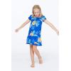 imageGirl Hawaiian Short Sleeve Simple Muumuu Ruffle Dress in Hibiscus BlueHibiscus Blue