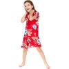 imageGirl Hawaiian Short Sleeve Simple Muumuu Ruffle Dress in Hibiscus BlueHibiscus Red