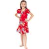 imageGirl Hawaiian Short Sleeve Simple Muumuu Ruffle Dress in Hibiscus BlueHibiscus Red