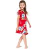 imageGirl Hawaiian Short Sleeve Simple Muumuu Ruffle Dress in Hibiscus BlueHibiscus Red