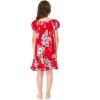 imageGirl Hawaiian Short Sleeve Simple Muumuu Ruffle Dress in Hibiscus BlueHibiscus Red