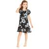 imageGirl Hawaiian Short Sleeve Simple Muumuu Ruffle Dress in Midnight BloomMidnight Bloom