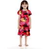 imageGirl Hawaiian Short Sleeve Simple Muumuu Ruffle Dress in Neon SunsetRed Sunset