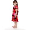 imageGirl Hawaiian Short Sleeve Simple Muumuu Ruffle Dress in Neon SunsetRed Sunset