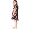 imageGirl Hawaiian Short Sleeve Simple Muumuu Ruffle Dress in Pink Hibiscus Vine BlackPink Hibiscus Vine Black