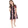 imageGirl Hawaiian Short Sleeve Simple Muumuu Ruffle Dress in Pink Hibiscus Vine BlackPink Hibiscus Vine Black