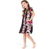imageGirl Hawaiian Short Sleeve Simple Muumuu Ruffle Dress in Pink Hibiscus Vine BlackPink Hibiscus Vine Black