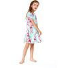 imageGirl Hawaiian Short Sleeve Simple Muumuu Ruffle Dress in Pink Hibiscus Vine BlackPink Hibiscus Vine Turquoise