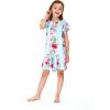 imageGirl Hawaiian Short Sleeve Simple Muumuu Ruffle Dress in Pink Hibiscus Vine BlackPink Hibiscus Vine Turquoise