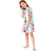 imageGirl Hawaiian Short Sleeve Simple Muumuu Ruffle Dress in Pink Hibiscus Vine BlackPink Hibiscus Vine Turquoise