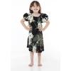 imageGirl Hawaiian Short Sleeve Simple Muumuu Ruffle Dress in Wispy CereusWispy Cereus Black