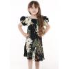 imageGirl Hawaiian Short Sleeve Simple Muumuu Ruffle Dress in Wispy CereusWispy Cereus Black