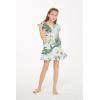imageGirl Hawaiian Short Sleeve Simple Muumuu Ruffle Dress in Wispy CereusWispy Cereus Light Blue