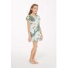 imageGirl Hawaiian Short Sleeve Simple Muumuu Ruffle Dress in Wispy CereusWispy Cereus Light Blue