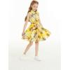imageGirl Hawaiian Vintage Fit and Flare Dress in Sunset with DolphinShirt Dress in Sunset and Dolphin Yellow