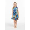 imageGirl Hawaiian Vintage Fit and Flare Dress in Sunset with DolphinSunset With Dolphin in Blue