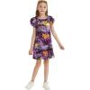 imageGirl Hawaiian Short Sleeve Simple Muumuu Ruffle Dress in Neon SunsetPurple Sunset