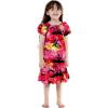 imageGirl Hawaiian Short Sleeve Simple Muumuu Ruffle Dress in Neon SunsetRed Sunset